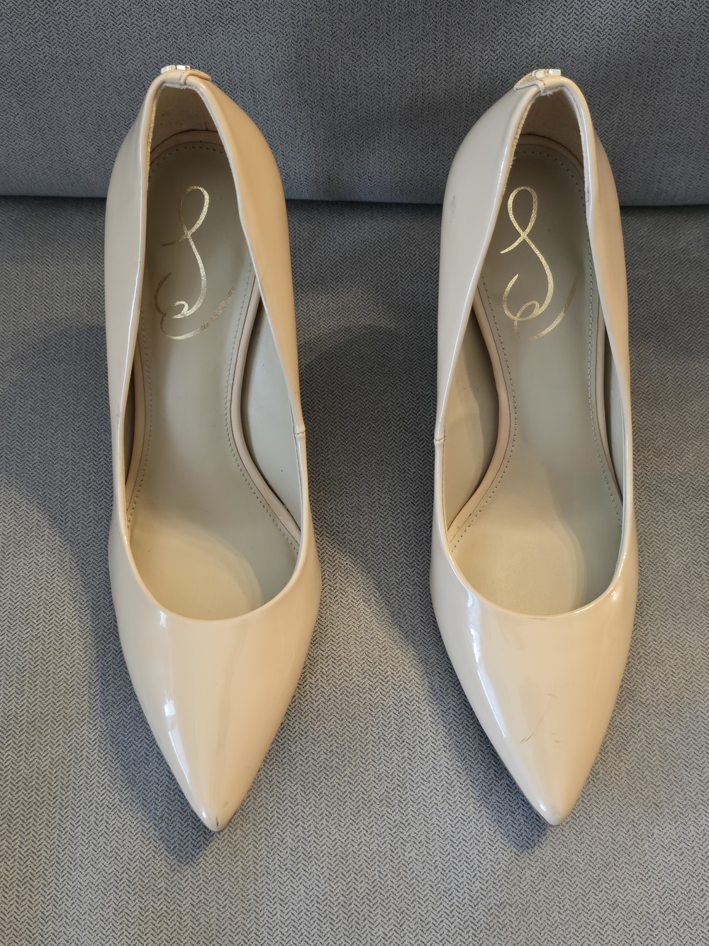 Sam Edelman Women's Pointed-Toe Patent Pumps in Nude - 6.5